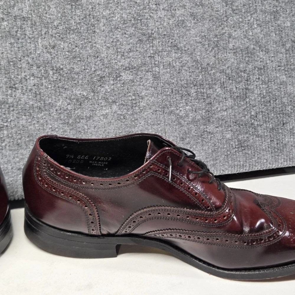 Vtg Florsheim Worthmore Longwing Brogue Oxblood Burgundy USA Dress Shoes 9.5 3E